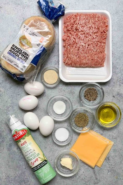 Homemade Sausage Egg McMuffin (McDonald’s Copycat Recipe) - IzzyCooking Mcdonald’s Sausage Recipe, Mcdonalds Sausage Patty Recipe, Sausage Mcmuffin Recipe, Sausage Egg Mcmuffin, Sausage And Egg Mcmuffin, Sausage Mcmuffin, Breakfast Alternatives, Sausage Muffins, Pork Breakfast Sausage