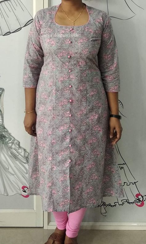 Panjabi Dress Front Neck Designs, A Line Kurta Designs Latest, Churidhar Neck Designs Simple, Plus Size Kurtis For Women, Collar Kurti Designs Latest, Chudithar Neck Designs Cotton, Cotton Kurta Stitching Ideas, Round Neck Kurti, Dress Designs For Stitching