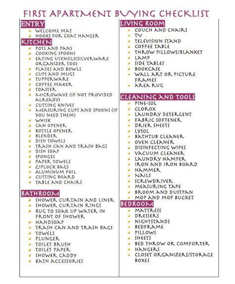 First apartment buying checklist