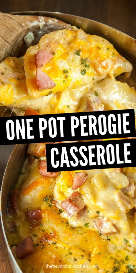 Baked Pierogies, Perogie Casserole, Weeknight Casseroles, Casserole Bake, Pierogi Casserole, Perogies Recipe, Super Easy Dinner, Diner Recipes, Cream Butter