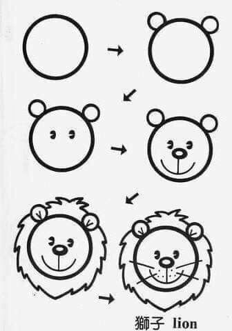 Circle Drawings, Trin For Trin Tegning, Drawing Lessons For Kids, Easy Drawings For Kids, Guided Drawing, Art Drawings For Kids, Journal Doodles, Drawing Lessons, Step By Step Drawing