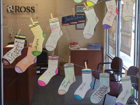 Socktober Drive, Sock Drive Ideas, Socktober Ideas, Fccla Ideas, Library Tree, Crazy Sock Day, Student Council Ideas, Kindness Club, Caregiver Appreciation