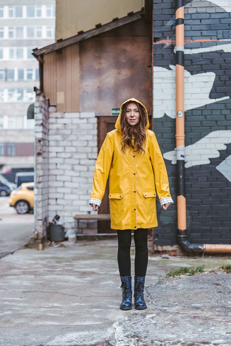 #dramadrop #dramadropraincoats #womenscoat #raincoat #hood #colors #streetfashion #ootd #ootdfashion #wiwt #womensclothing #womensclothingboutique #onlineshopping #handmadeclothing Cozy Core, Ankle Wellies, Leather Aesthetic, Raincoat Outfit, Rainwear Fashion, Plastic Raincoat, Pvc Raincoat, How To Fold Sleeves, Yellow Jackets