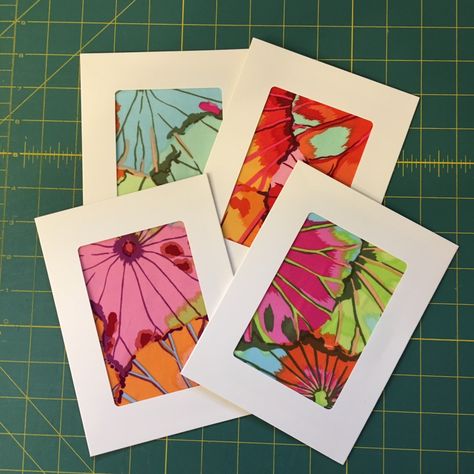 Fabric Greeting Cards, Fabric Note Cards, Fabric Postcards, Fabric Cards, Greeting Card Design, Post Cards, Paper Cards, Fabric Art, Of Wallpaper