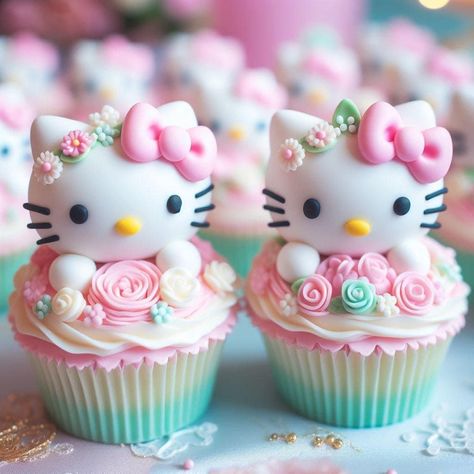 Paris Cupcake Ideas, Sanrio Birthday Treats, Heart Shaped Hello Kitty Cake, Hello Kitty Birthday Cupcakes, Hello Kitty Oreos, Hello Kitty Dessert Table, Hello Kitty Birthday Party Ideas Food, Sanrio Cupcakes, Hello Kitty Birthday Party Ideas Cake