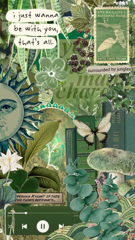 Plant Aesthetic Collage, Green Portfolio Design, Green 90s Aesthetic, Forest Collage, Green Bg, Pretty Collage, Junk Journals Ideas, Margarita Party, Green Collage