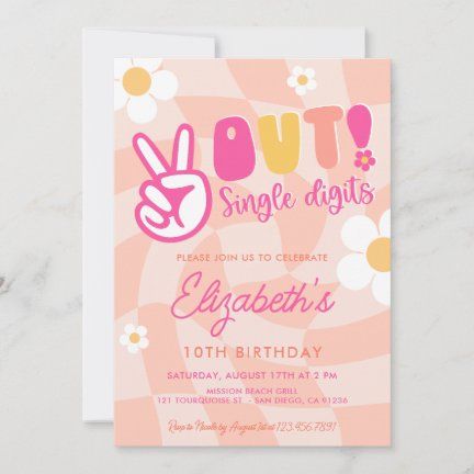 Prettypress: products on Zazzle 10 Yesr Old Girl Birthday Ideas, 10 Girl Birthday Party Ideas, Peace Out Single Digits Im 10 Cake, Birthday Party Themes For 10 Yr Girl, 8th Girl Birthday Party Theme, Birthday Party 10 Girl, 9th Birthday Party Themes, 10th Birthday Party Themes For Girl, 10th Girl Birthday Party Ideas