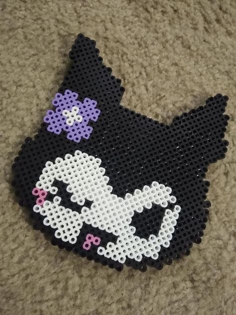 Kuromi by tiffawa - Kandi Photos on Kandi Patterns Melty Bead Patterns Sanrio, Kuromi Pearl Beads, Kuromi Perler Beads Pattern, Kuromi Beads, Kuromi Hama Beads, Kuromi Kandi, Kuromi Perler Beads, Sanrio Perler Beads, Sanrio Perler Bead Patterns