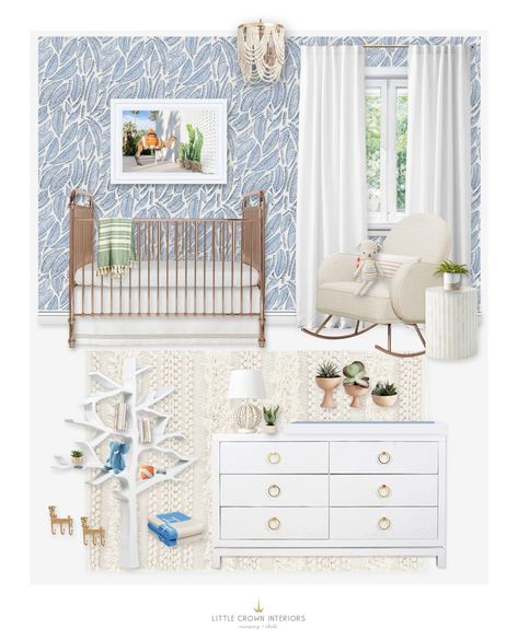 Gray Malin Artwork Inspired Nursery Design | Little Crown Interiors Gold Crib, Nursery Inspiration Boy, Boho Style Nursery, Nursery Interior Design, Gender Neutral Baby Nursery, Baby Boy Nursery Themes, Kids Interior Design, Gray Malin, Baby Nursery Neutral