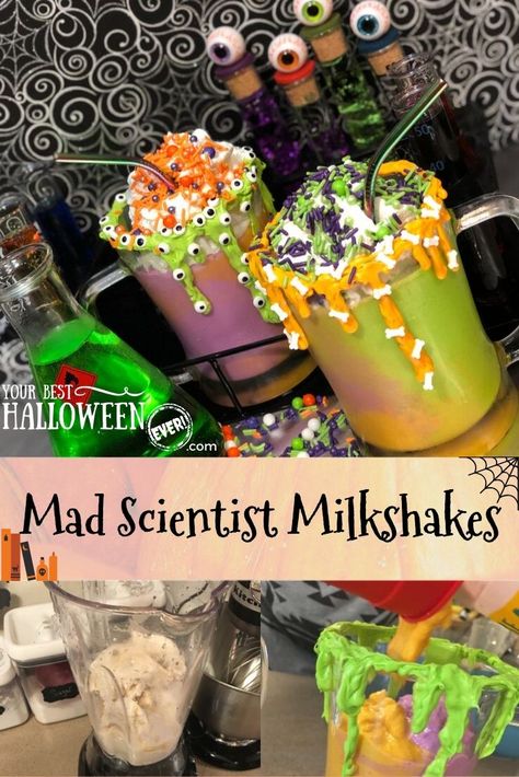 Halloween Milkshakes For Kids, Halloween Ice Cream Sundae, Fall Milkshakes, Holiday Milkshakes, Halloween Freakshake, Spackling Crafts, Fancy Milkshakes, Halloween Milkshakes, Coloring Frosting