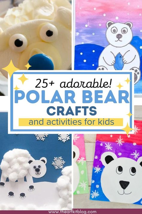 Polar Bear Crafts for Kids Easy Polar Bear Crafts For Kids, Polar Bear Toddler Craft, Polar Bear Crafts Preschool, Polar Bear Activities For Kids, Polar Bear Art Preschool, Polar Bear Preschool Activities, Polar Bear Art For Kids, Bear Activities For Kids, Polar Bear Craft Preschool