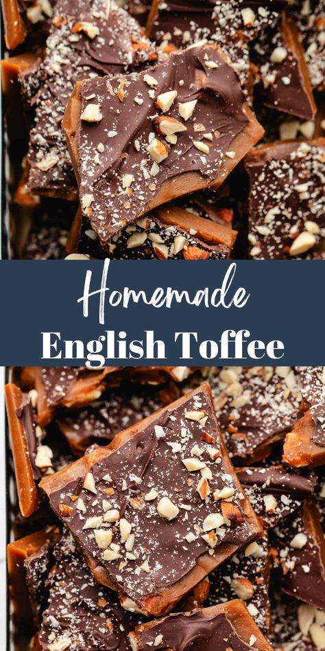 Homemade Toffee Candy, Homemade English Toffee, Homemade Toffee Recipe, English Toffee Recipe, Homemade Toffee, Toffee Candy, Toffee Recipe, Christmas Candies, English Toffee