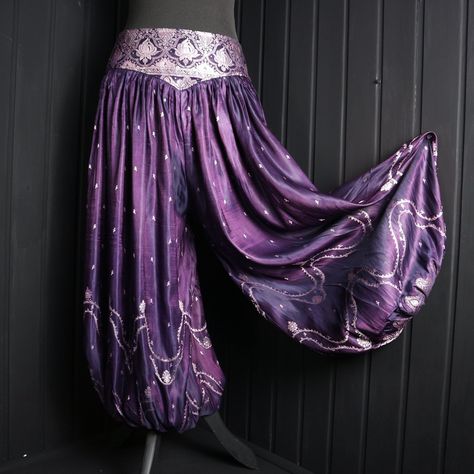 Reserved for Suzie . AZRA Jasmin Pants - Waist Size 28\"-44\" Iridescent Silk Harem Pants, Tribal Bellydance, Arabian Nights, Aladdin, Larp Pink Embellishments, Dancer Pants, Silk Harem Pants, Raqs Sharqi, Gothic Costume, Pants Collection, Medieval Costume, Tropical Party, Belly Dance Costumes