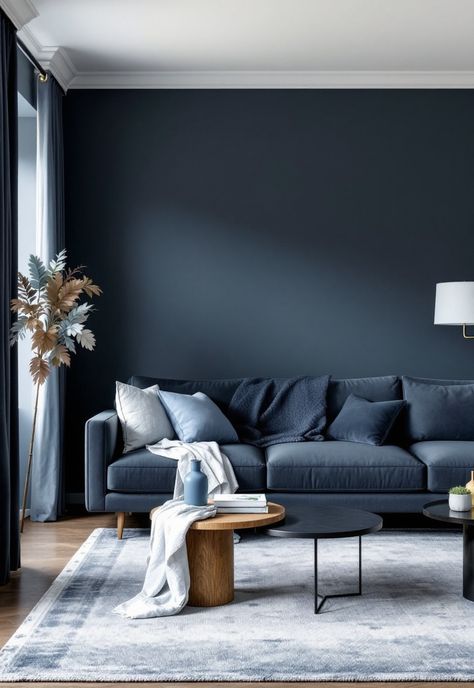 Dark Grey Couch Living Room Ideas Grey Movie Room, Gray Blue Couch, Grey Couch Living Room Ideas, Dark Grey Couch, Blue Grey Living Room, Dark Grey Couch Living Room, Dark Grey Couches, Couch Living Room Ideas, Dark Gray Sofa