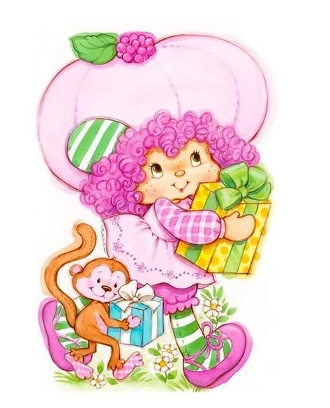 Strawberry Shortcake Pictures, Raspberry Torte, Berry Shortcake, Vintage Strawberry Shortcake Dolls, Green Scrunchie, Strawberry Shortcake Cartoon, Raspberry Tart, Strawberry Shortcake Characters, Raspberry Tarts