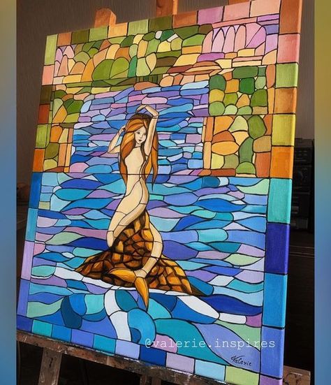 Harry Potter Mosaic, Harry Potter Mermaid, Gothic Library, Stained Glass Tattoo, Glass Tattoo, Ravenclaw Aesthetic, Mermaid Glass, Mermaid Painting, Harry Potter Aesthetic