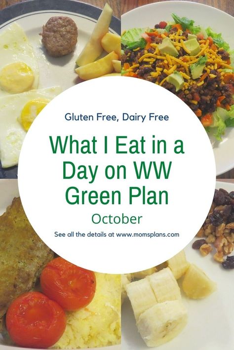 Today I'm sharing what I eat in a day on WW green plan. All the food featured is gluten free, dairy free, and corn free. This day I used 27 points. Ww Green Plan, Earth Balance Butter, Weight Watchers Plan, Weight Watchers Meal Plans, Weight Watchers Recipes Desserts, Healthy Plan, Ideal Protein, Eat In A Day, Weight Watchers Diet