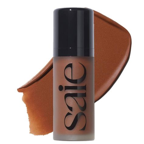 Dew Bronze Soft-Focus Effortless Liquid Bronzer - Saie | Sephora Bronzer Application, Liquid Bronzer, Liquid Contour, Bronzer Makeup, Sephora Beauty, Neutral Undertones, Skincare Organization, Licorice Root Extract, Makeup Bronzer