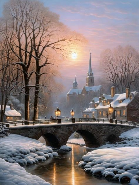 Thomas Kincaid Paintings, Christmas Scenery Paintings, Thomas Kinkade Art, Thomas Kinkade Paintings, Thomas Kincaid, Thomas Kinkade Christmas, Kinkade Paintings, Beautiful Christmas Scenes, Art Thomas