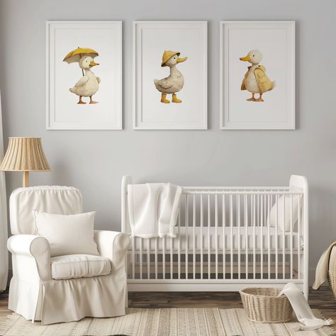 NEW white ducks in yellow rain gear printable wall art. These adorable prints are an afforadable addition to your nursery, playroom, bathroom or mudroom. Now available at whiteduckprints.etsy.com ✅️ Follow @whiteduckprints for children's room inspiration #whiteducks #nurserywallart #nurseryroomideas #nurseryideas #nurseryroominspo #nurserydecor #nurseryinspiration #nurseryart #playroomideas #playroomdecor #bathroomdecor #bathroomart #mudroomideas Duck Inspired Nursery, Rubber Duck Nursery Theme, Ducky Nursery Theme, Girl Duck Nursery, Yellow Duck Nursery Theme, Rubber Ducky Nursery, Duck Nursery Theme, Duck Themed Nursery, Yellow Nursery Ideas