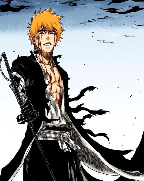 Bleach Ichigo Icons, Ichigo Manga Pfp, Ichigo Manga Color, Ichigo Kurosaki Tybw, Ichigo Final Form, Ichigo Tybw, Ichigo Hollow Mask, Ichigo Manga, Action Poses Drawing