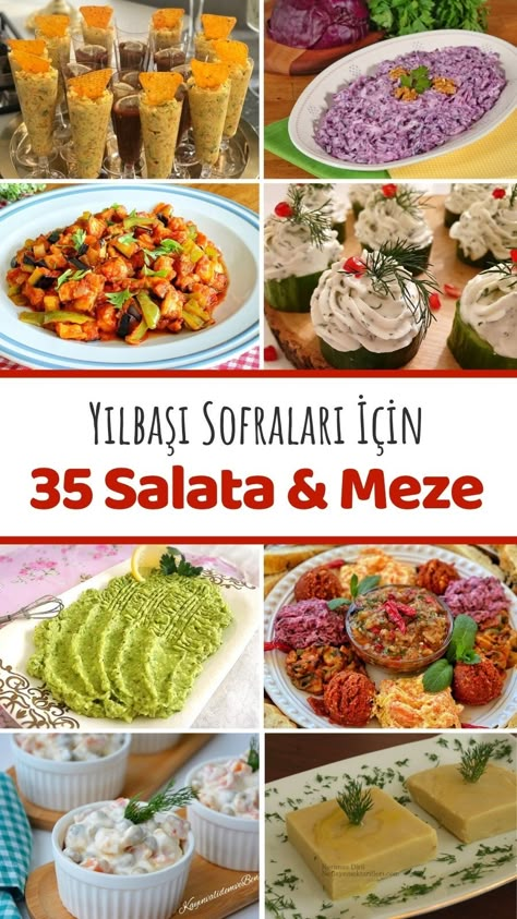 Yılbaşı Sofraları İçin Tercih Edilen 35 Salata-Meze Tarifi - Nefis Yemek Tarifleri Chefs Kitchen, Christmas Appetizers, Cooking Recipes Desserts, Turkish Recipes, Basic Recipes, Iftar, Party Snacks, Food Preparation, Healthy Lunch