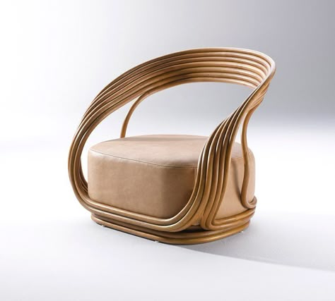 Iconic/Contemporary Collection in Rattan Wicker by Design Masters Bamboo Furniture Design, Bamboo Canes, Bamboo Chair, Furniture Design Chair, Sculptural Jewelry, Cane Furniture, Chair Lounge, Bamboo Crafts, Design Chair