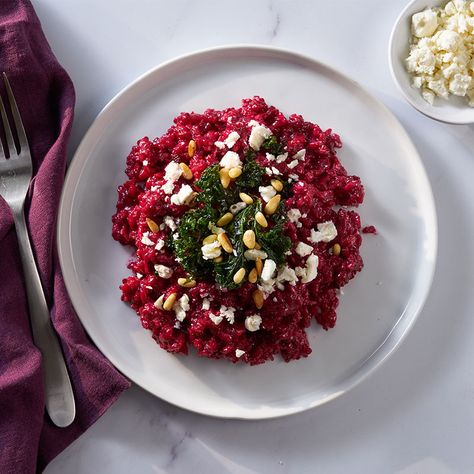 Beet Risotto, Risotto Recipe, Arborio Rice, Red Beets, Sauce Pot, Risotto Recipes, Roasted Beets, Menu Ideas, Pop Of Color