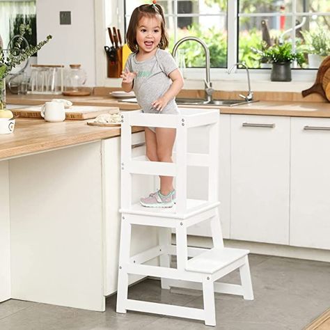 Safe, Effective, Capable. White Kitchen Stools, Toddler Kitchen Stool, Baby Standing, Step Stool For Kids, Toddler Step Stool, Toddler Kitchen, Kitchen Construction, Kitchen Step Stool, Kitchen Stool