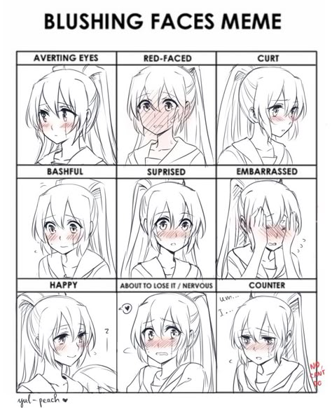 Blush blush. I know it's late but I couldn't help it. My precious baby ;q; ----- Character: Banba Mahiru from Akuma no riddle Mata Manga, Character Expressions, Blushing Face, Drawing Face Expressions, Manga Tutorial, 얼굴 드로잉, Anime Tutorial, 얼굴 그리기, Manga Drawing Tutorials