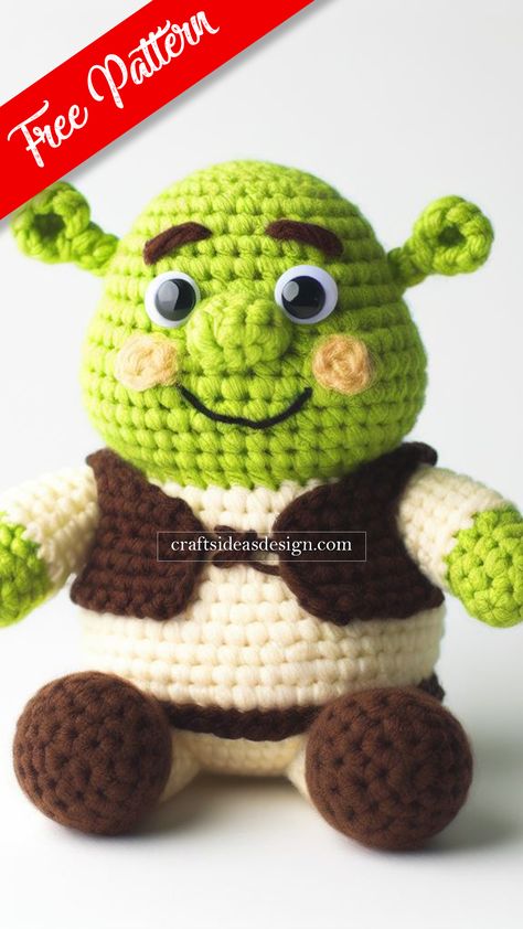 Shrek Amigurumi Shrek Amigurumi, Disney Crochet Patterns, Crochet Toys Free, Crochet Lovey, Crochet Disney, Pola Amigurumi, Crochet Animals Free Patterns, Crochet Amigurumi Free Patterns, Crochet Amigurumi Free