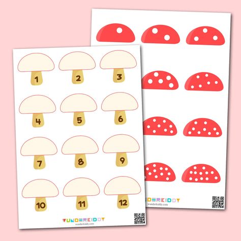 Mushroom Activity For Preschool, Mushroom Counting Activity, Mushroom Montessori Activities, Preschool Mushroom Activities, Mushrooms Activities For Kids, Mushroom Activities For Preschool, Mushroom Preschool Activities, Mushroom Kindergarten, Mushroom Activities For Kids