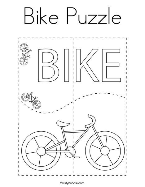 Bike Puzzle Coloring Page - Twisty Noodle Bike Preschool Activities, Bike Activities For Preschool, Bicycle Activities For Preschool, Bike Safety Activities For Preschoolers, Bike Safety Activities, Storytime Activities, Bike Craft, Preschool Puzzles, Literacy Activities Preschool