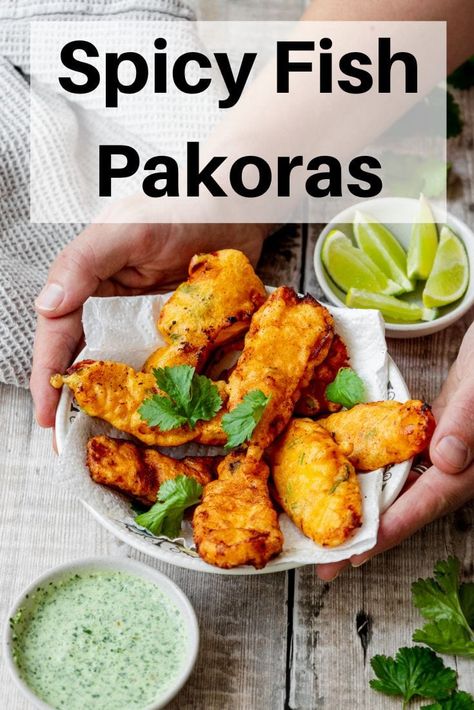 These crispy spiced and battered Indian fish pakoras are so moreish! They're easy to make and best served fresh with a green herb chutney. If you like traditional battered fish but also love Indian flavours then these homemade fish pakoras are a great way of combining the two. Fish Pakora Indian Recipe, Easter Fish Recipes, Fish Pakora Recipe, Fish Pakora, Indian Fish Recipes, 2023 Meals, Indian Salad, Autumn Meals, Egg Breakfast Recipes Easy