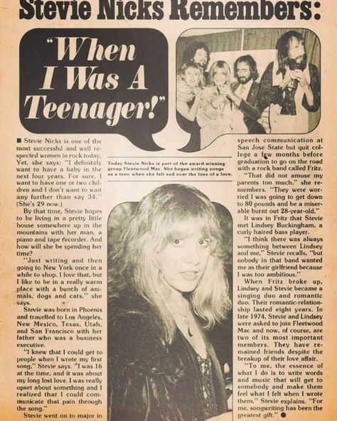 Stevie Nicks Fan Page on Instagram: “#stevienicks#stevie#nicks#fleetwoodmac#70s#80s#1970s#1980s#buckinghamnicks#rock…” Stevie Nicks Fleetwood Mac, Dorm Posters, Mia 3, Beginning Writing, Old Newspaper, I'm With The Band, Art Collage Wall, Band Posters, Stevie Nicks