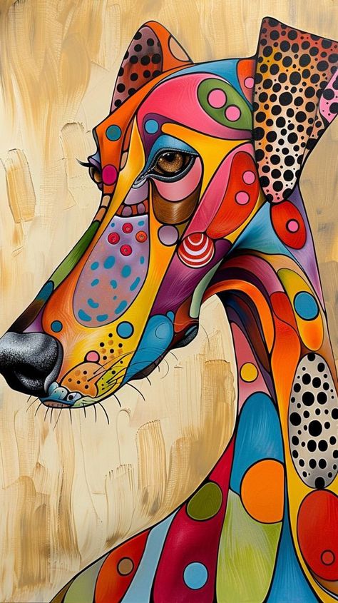 Dog Painting Pop Art, Colorful Animal Art, Cat God, Colorful Dog Art, Whimsical Art Paintings, Abstract Animal Art, Acrylic Art Projects, Pop Art Animals, Dog Pop Art