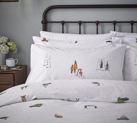 These Christmas bed covers and matching pillowcases have wonderfully festive scenes in the snow. This crisp white cotton sheets set is the perfect way to wake up on Christmas day! They are available in single, double, king and super king. Get yours https://www.jonesandtomlin.co.uk/product/sophie-allport-home-for-christmas-duvet-set/ #Sheets #BedCovers #ChristmasEve Kids Christmas Bedding, Scented Pine Cones, Single Bedding Sets, Double Bedding Sets, Christmas Duvet, Christmas Bedding Set, Inviting Bedroom, Red Candle, Mattress Protectors