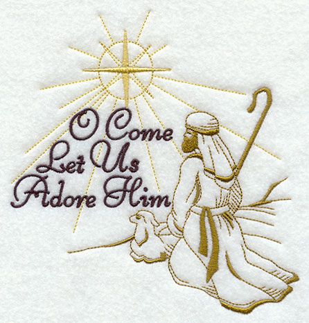 O Come Let Us Adore Him with Shepherd Machine Embroidery Christmas, Best Embroidery Machine, Come Let Us Adore Him, Christmas Embroidery Patterns, Christmas Embroidery Designs, Embroidered Quilts, Embroidery Christmas, Machine Embroidery Projects, Sewing Embroidery Designs