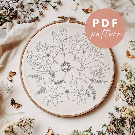 Hand Embroidery Patterns Free Templates, Embroidery Patterns Free Templates, Modern Hand Embroidery Patterns, Free Embroidery Patterns, Hand Embroidery Patterns Free, Diy Embroidery Designs, Stitch Gift, Floral Embroidery Patterns, Diy Embroidery Patterns