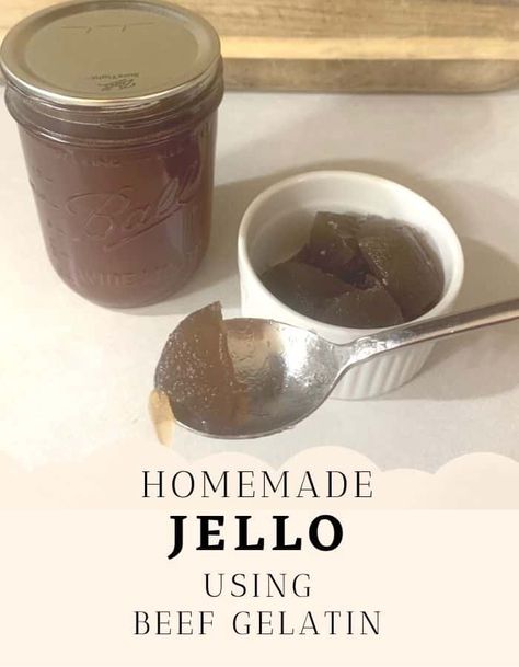 A mason jar of grape juice next to grape jello with the title "Homemade Jello Using Beef Gelatin." Recipes Using Beef, Homemade Jello, How To Make Jello, Sourdough Bread Sandwiches, Food Beef, Gelatin Recipes, Beef Gelatin, Kid Snacks, Jello Salad