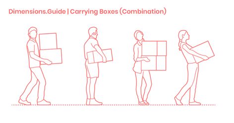 People Carrying Boxes - Combination Dimensions & Drawings | Dimensions.com People Figures Drawing, Carrying Something Pose Reference, Carrying A Box Reference, Carrying Books Pose Reference, Carrying Box Pose Reference, Carrying Pose Reference, Sketch People, Basic Sketching, Landscape Design Drawings