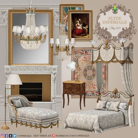 Sims 4 Cc Fancy Furniture, Sims 4 Cc House Decor, Sims 4 Victorian House, Sims 4 Cc House, Suite Room, Decals Codes, Regency Furniture, Ritz Paris, Sims Packs