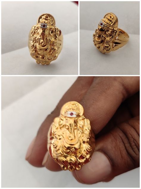 Vinayaka Rings For Men Gold, Ganesh Rings For Men, Ganesh Rings For Men Gold, Rings For Men Gold, Jai Ganesh, Gold Finger Rings, Gold Jewelry Stores, Bangles Design, Gold Ring Designs