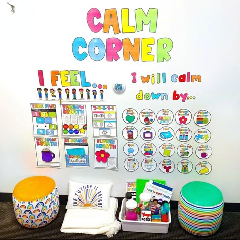 Effectively Implement a Calm Corner in your Classroom in 6 Steps￼ - The Social Emotional Teacher Calming Room Ideas, Calm Down Kit, Calming Room, School Counseling Activities, Calm Corner, Emotions Cards, Growth Mindset Activities, Calm Down Corner, Calming Strategies