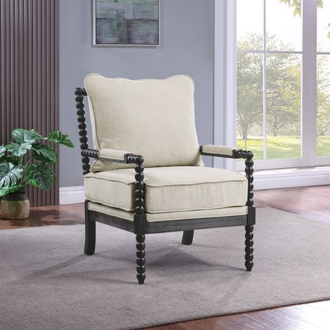 Eliza Spindle Chair - Bed Bath & Beyond - 38949059 Bobbin Chair, Beige Accent Chair, Spindle Chair, Luxury Chairs, Living Room Seating, Upholstered Dining Chairs, Seating Arrangements, Modern Chairs, Accent Chair