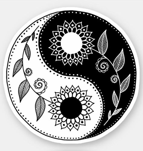 Yin Yang Symbol, Ying Yang, Yin Yang, Black And White, Flowers, Floral, Black