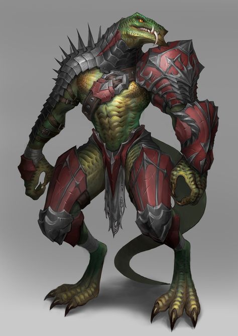 lizard man, MinWook Park on ArtStation at https://www.artstation.com/artwork/mm1GZ Lizardfolk Fighter Dnd, Lizardfolk Armor, Lizard Folk Dnd, Humanoid Fantasy Races, Humanoid Lizard, Lizardfolk Dnd, Dnd Lizardfolk, Lizard Warrior, Lizard Person