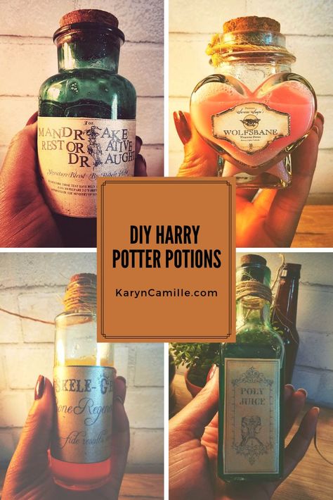 Harry Potter Potions Diy, Diy Harry Potter Potions, Harry Potter Potions Recipes, Diy Mandrake, Party Harry Potter, Lab Decorations, Harry Potter Drinks, Dragon Tamer, Witchy Business