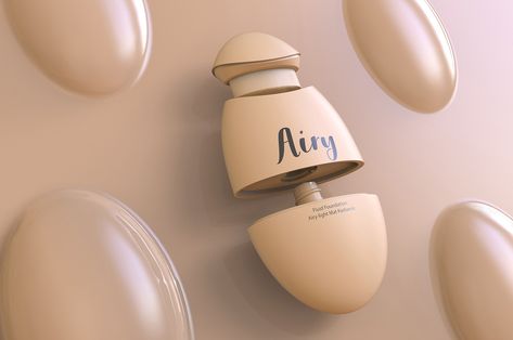 Airy Foundation on Behance Water Vessel, Savon Diy, It Cosmetics Foundation, Makeup Containers, Makeup Package, Skin Care Packaging, Skincare Packaging, Container Design, Cosmetic Design