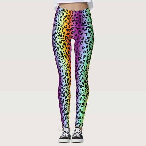 Rainbow animal print leggings - leggings Leopard Catsuit, Scene Rainbow, Rainbow Leggings, Rainbow Leopard Print, Leopard Print Fashion, Animal Print Leggings, Printed Tights, Rainbow Leopard, Fashion Leggings